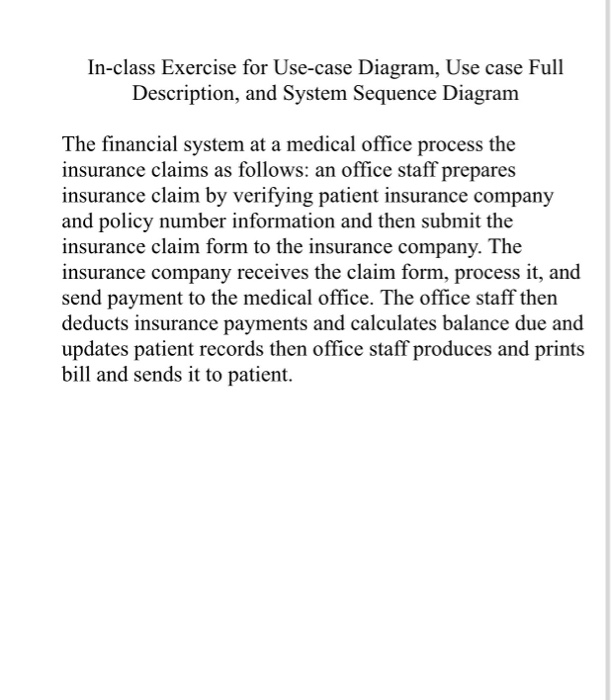 In-class Exercise for Use-case Diagram, Use case