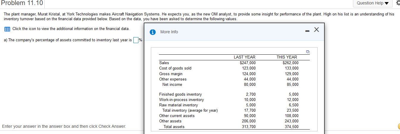 Problem 11.10 Question Help The plant manager,