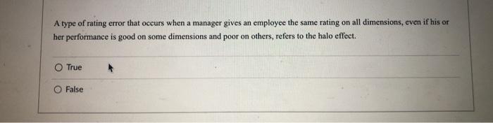 select one please! A type of rating error that