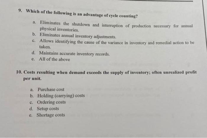 9. Which of the following is an advantage of