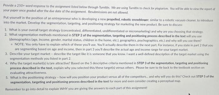 this is an Markting class Provide a 250+ word