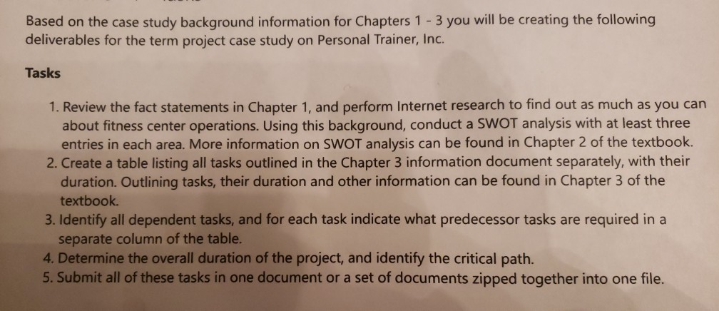 Chapter 1-3 case study for project below: Did you