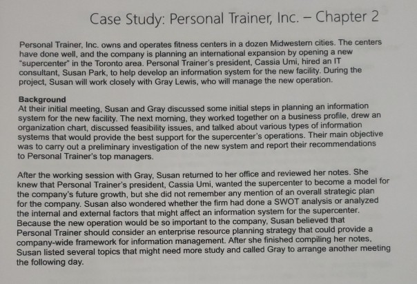 Chapter 1-3 case study for project below: Did you