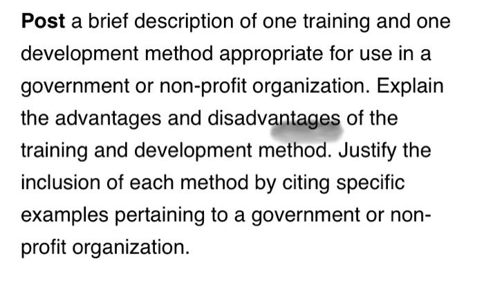 Post a brief description of one training and one