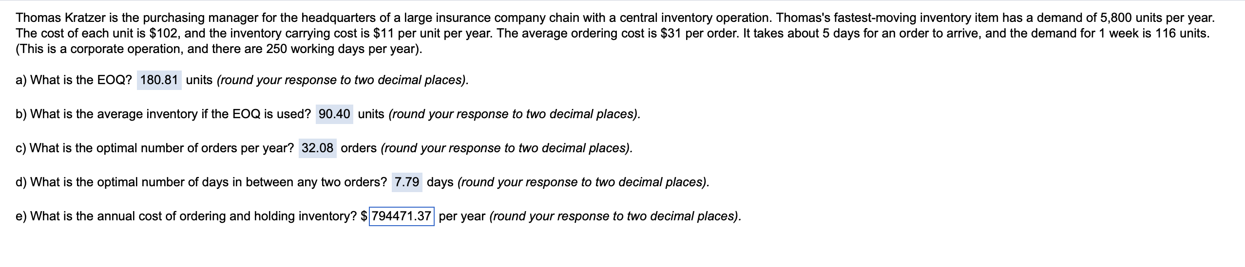Please solve (E) with rounding up to two decimal