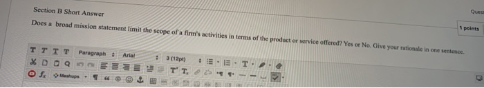 1 points Section B Short Answer Does a broad