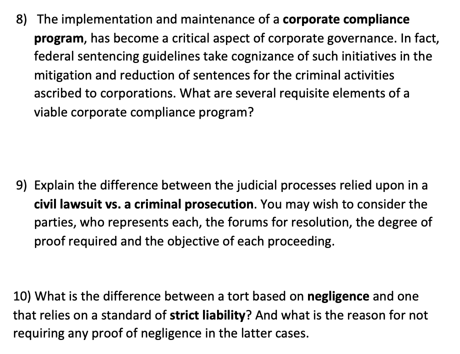 8) The implementation and maintenance of a