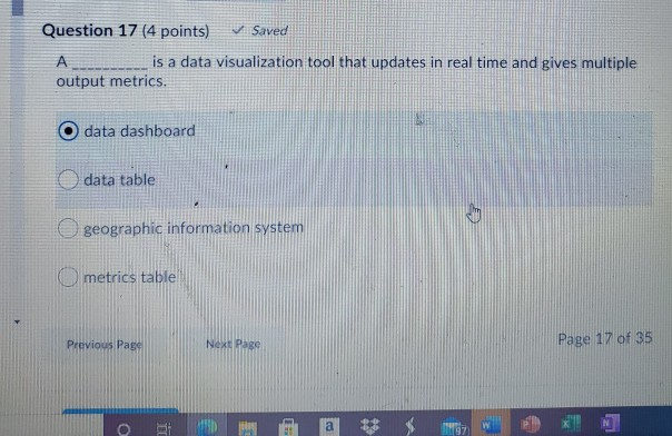 Question 17 (4 points) Saved A is a data