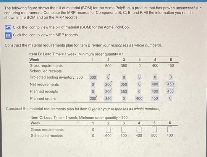 a The following figure shows the bill of material