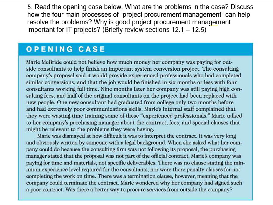 5. Read the opening case below. What are the