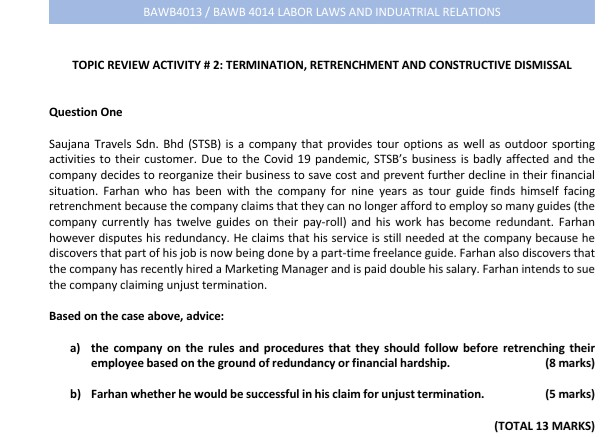 BAWB4013 / BAWB 4014 LABOR LAWS AND INDUATRIAL