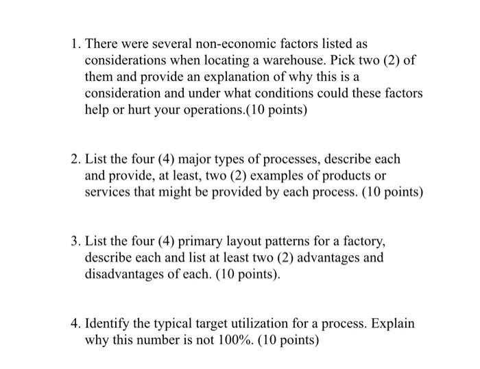 1. There were several non-economic factors listed