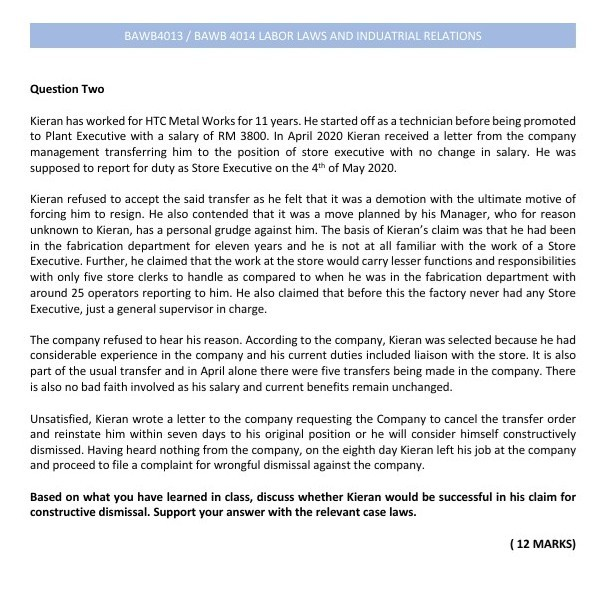 BAWB4013 / BAWB 4014 LABOR LAWS AND INDUATRIAL