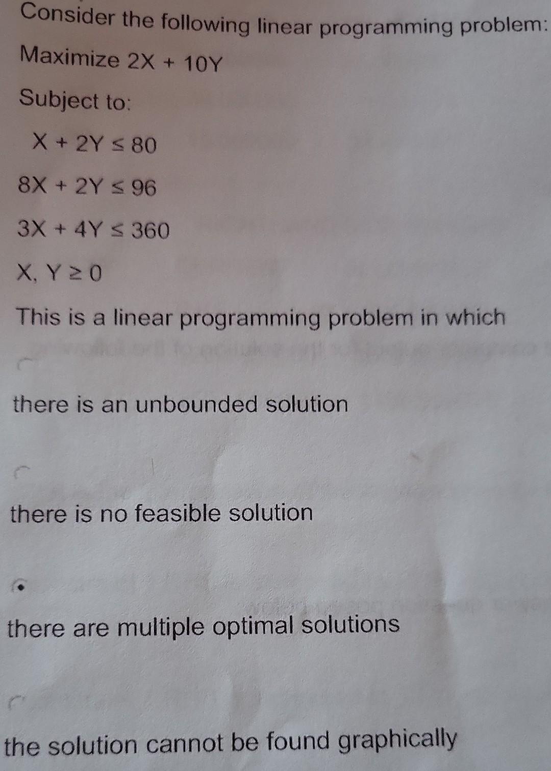 Consider the following linear programming problem