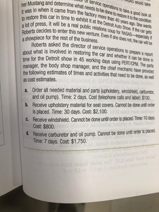 Below is a PERT Mustang Case Study. OJECT