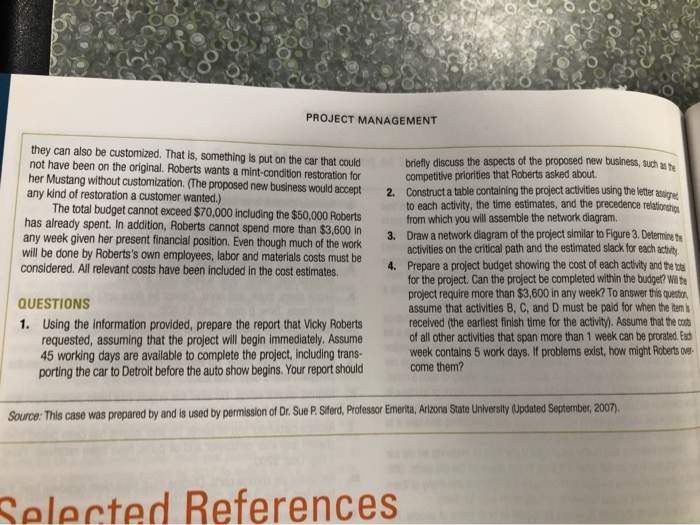 Below is a PERT Mustang Case Study. OJECT