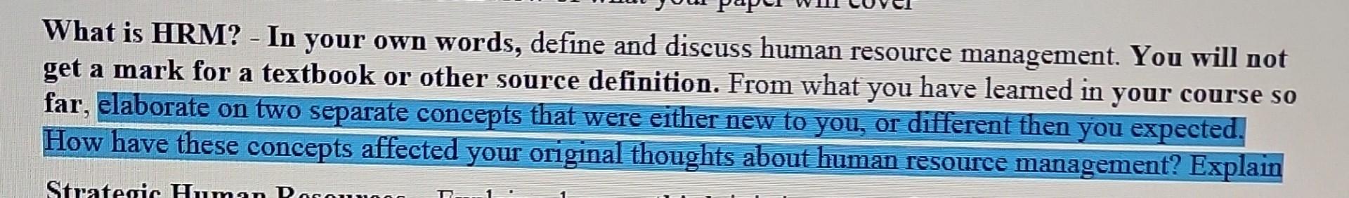 Human resources course what could we answer the
