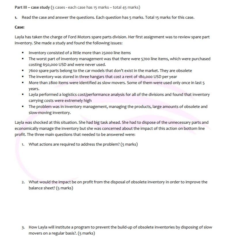 Part III - case study (3 cases - each case has 15