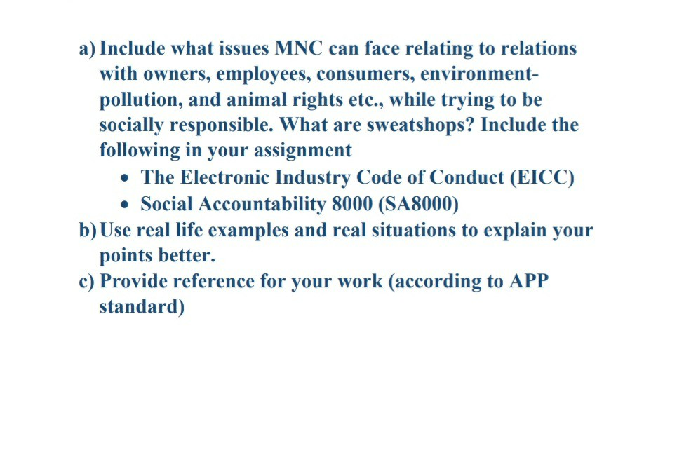 a) Include what issues MNC can face relating to