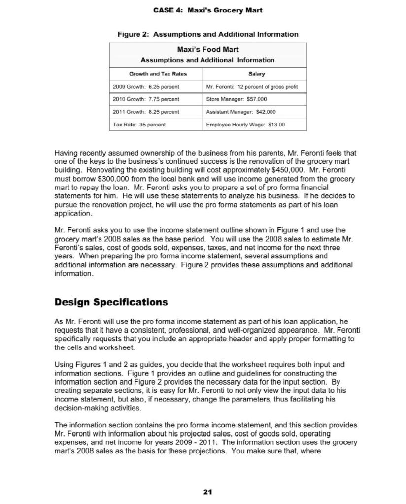 CASE Maxi's Grocery Mart 4 Spreadsheet Case