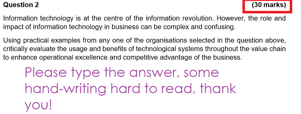 Question 2 (30 marks) Information technology is