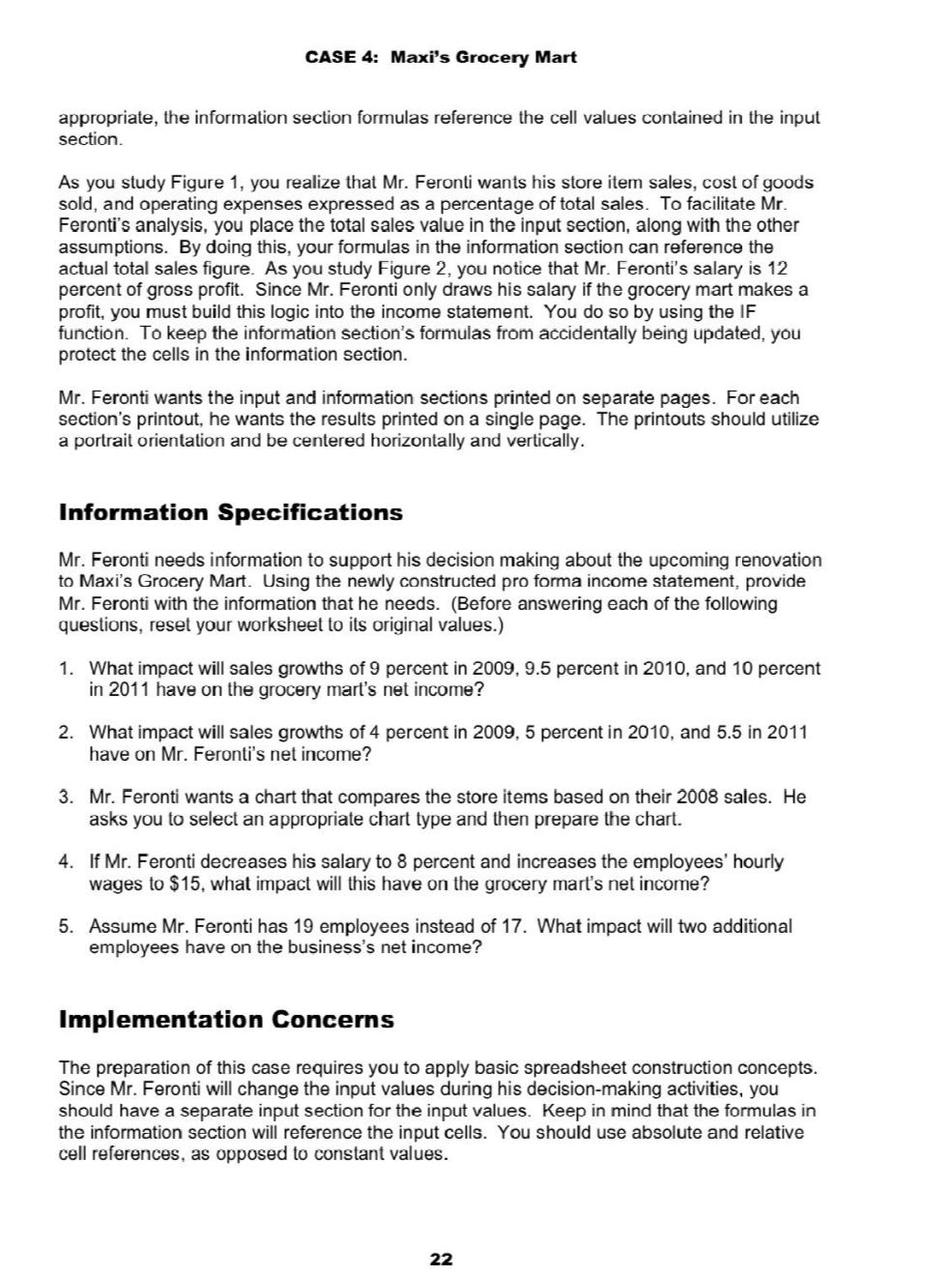 CASE Maxi's Grocery Mart 4 Spreadsheet Case