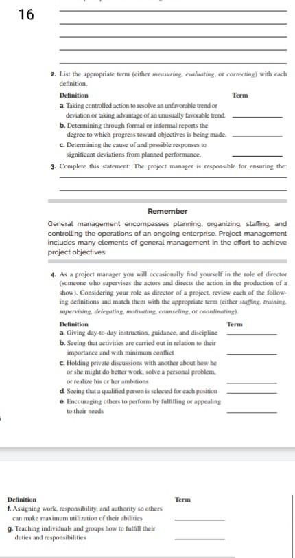 mm 16 2. List the appropriate term (either