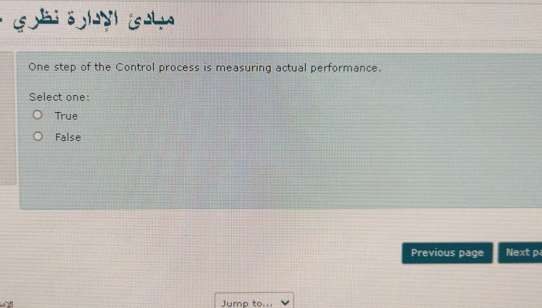 One step of the Control process is measuring