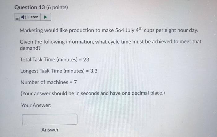 Question 14 (6 points) Listen u none V u A