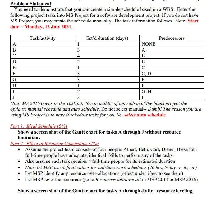 Problem Statement You need to demonstrate that