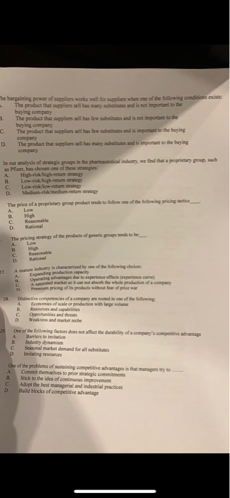 The bargaining power of suppliers works well for
