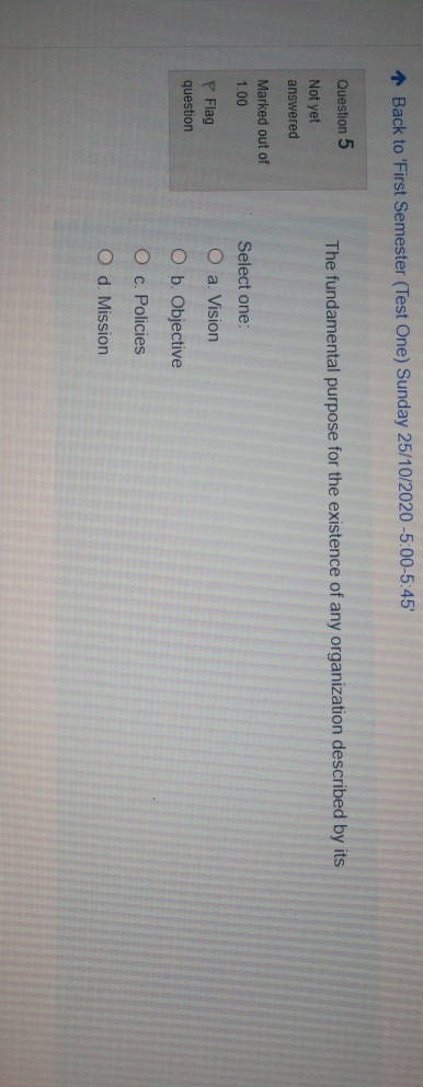 Back to 'First Semester (Test One) Sunday