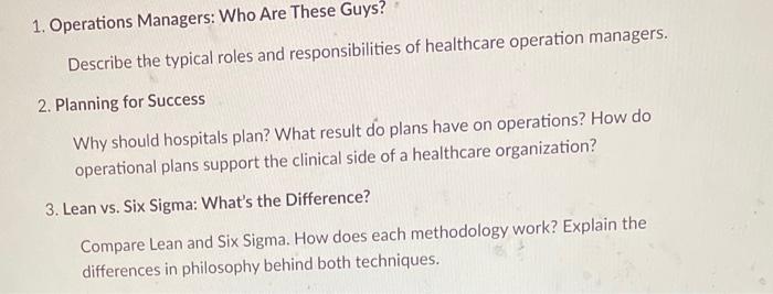 1. Operations Managers: Who Are These Guys?