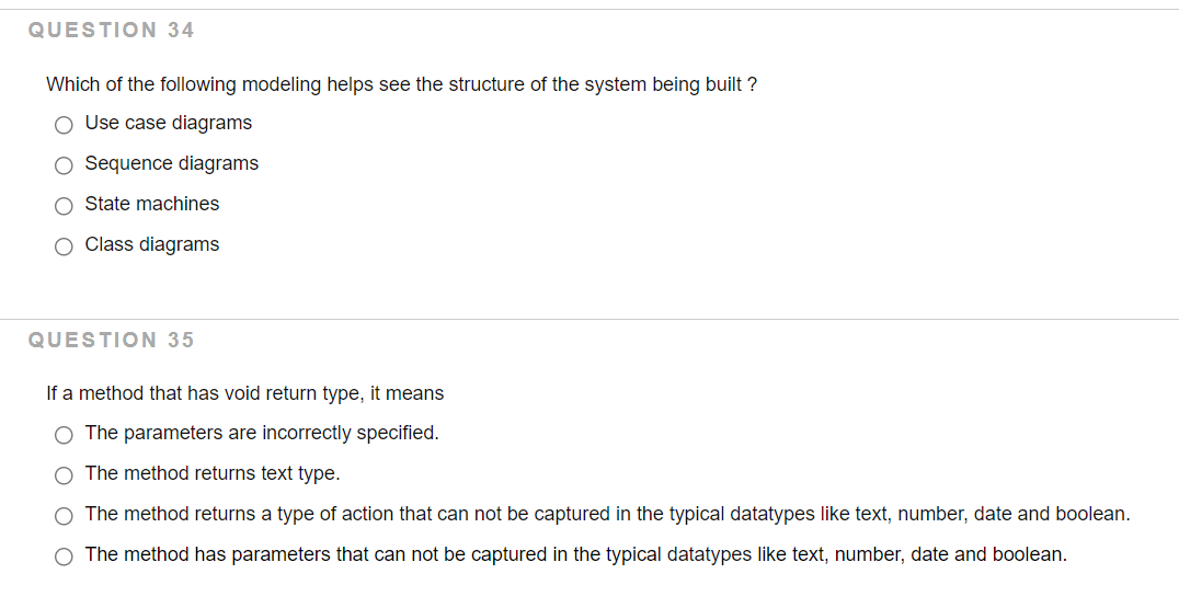QUESTION 34 Which of the following modeling helps