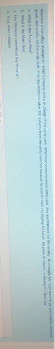 Criminal Law Q6: Mansoor is the office manager