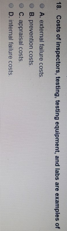 16. A complete system of quality control A. is