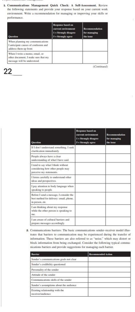 . k 1 Communications Management Quick Check: A