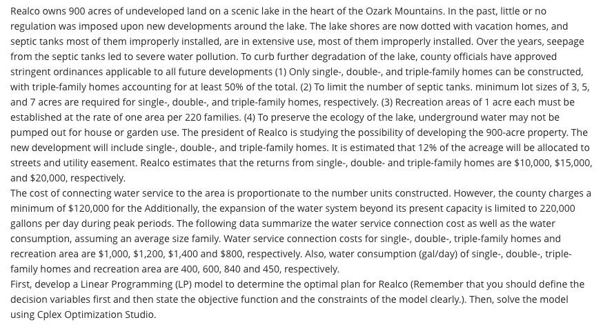 Realco owns 900 acres of undeveloped land on a