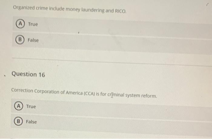 Organized crime include money laundering and