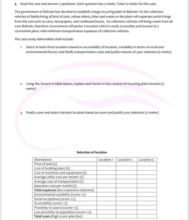 3. Read the case and answer 3 questions. Each