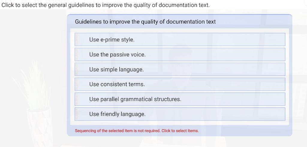 Click to select the general guidelines to improve
