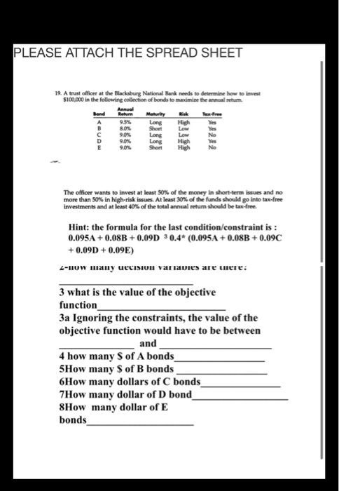 PLEASE ATTACH THE SPREAD SHEET 19. A trust