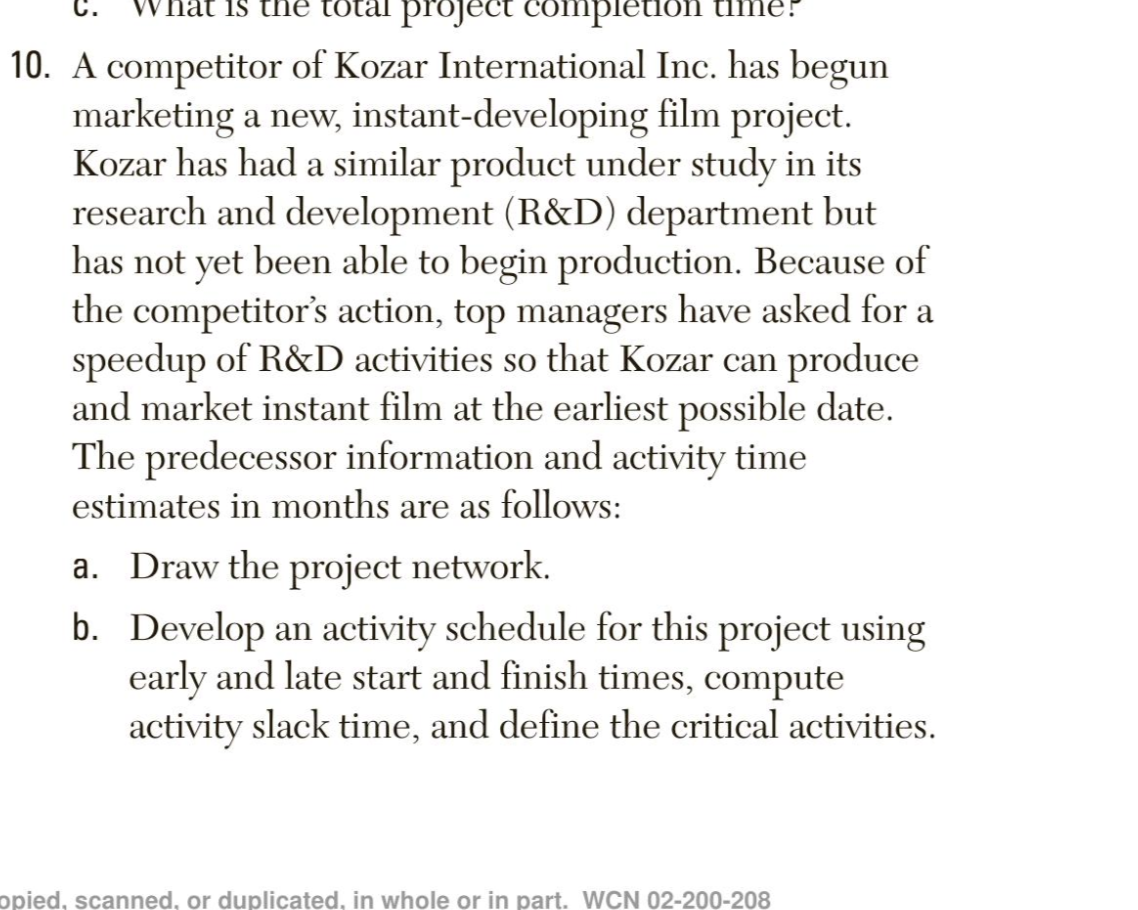 C. me! a 15 the total project completion 10. A