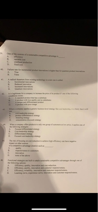D. fixed cost B. False 41. Aradical departure
