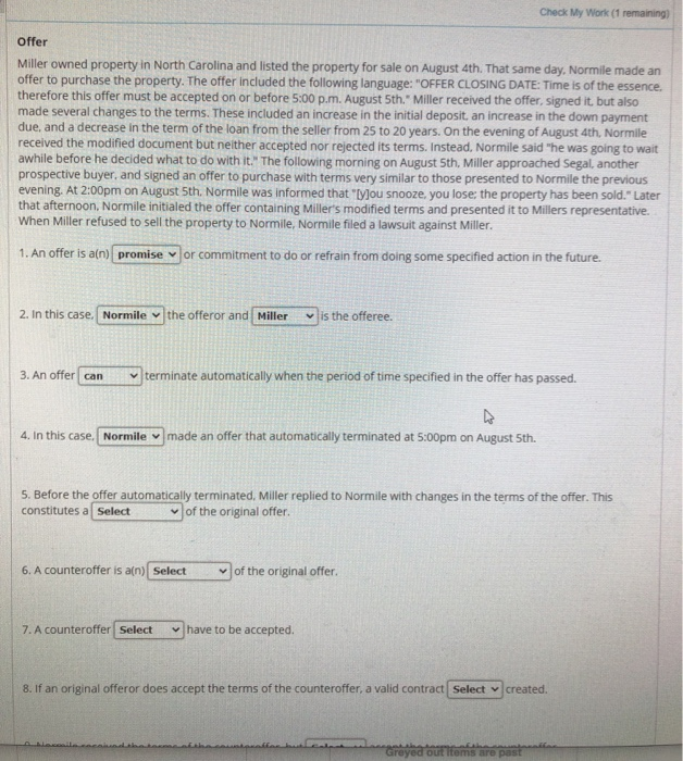 options for 5. counter offer/ revocation/