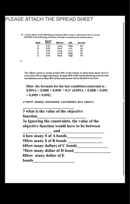 PLEASE ATTACH THE SPREAD SHEET 19. A trust