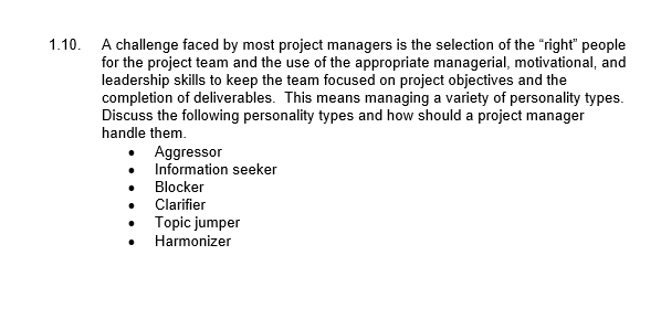 1.10. A challenge faced by most project managers