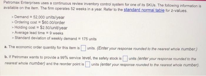 Petromax Enterprises uses a continuous review
