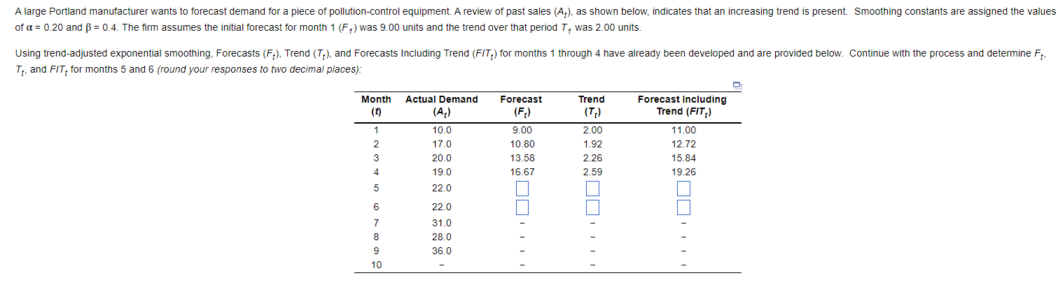 A large Portland manufacturer wants to forecast