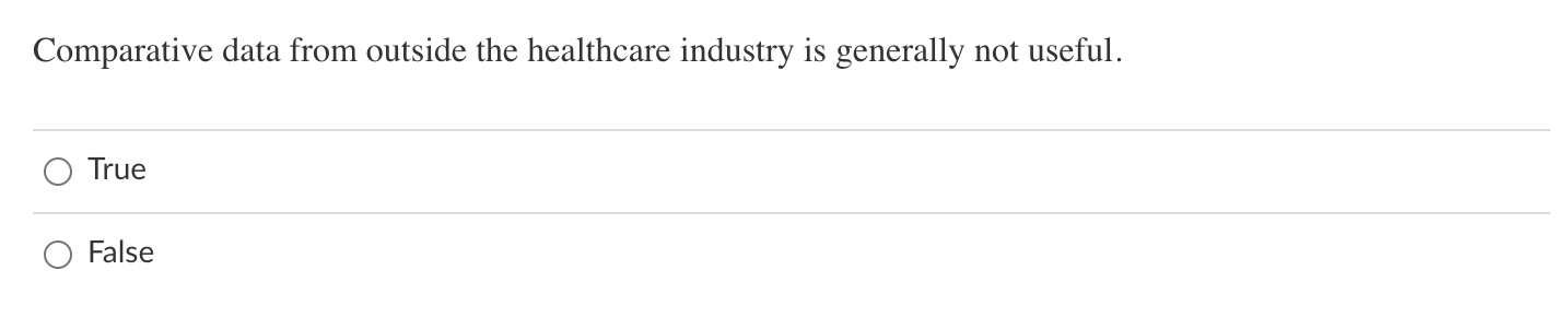 Comparative data from outside the healthcare